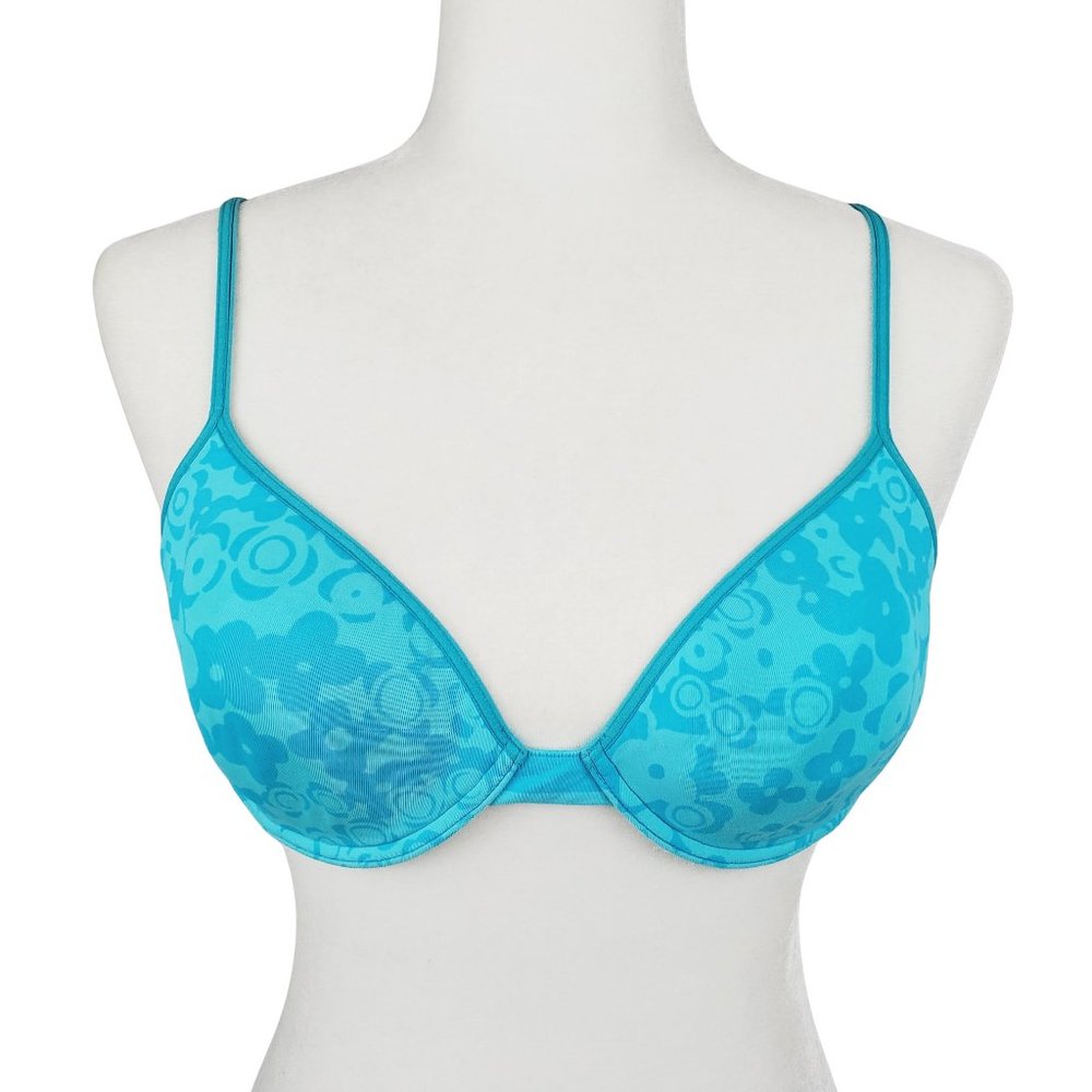 PINK Victoria's Secret 90s Y2K Blue Floral Padded Bra 36C